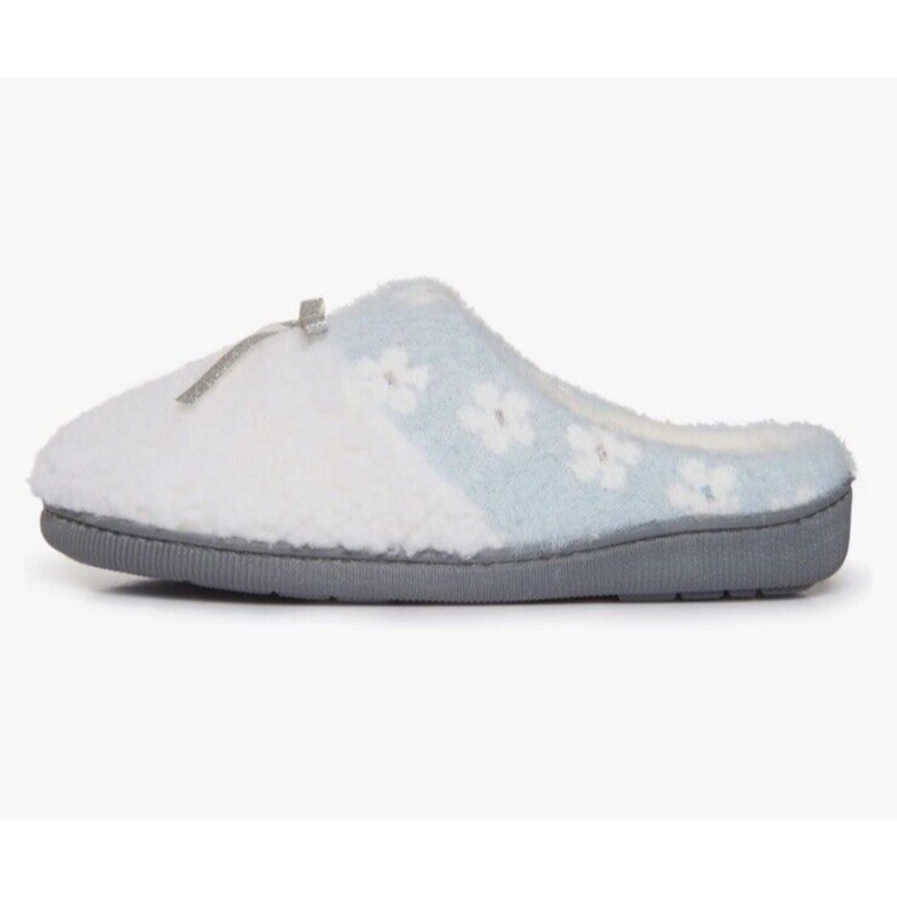 Lucky Brand Girls Floral Collar Bow Sherpa Clog Fuzzy Slippers, Sz Large 2-3 New - Picture 3 of 9